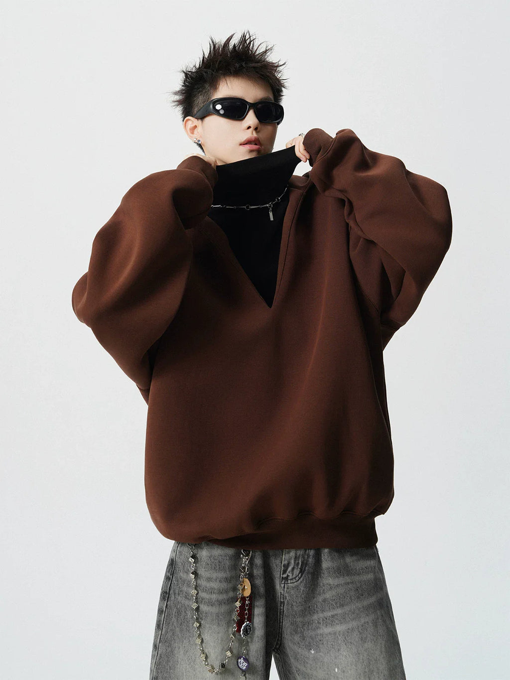 MOCHA CROP OVERSIZED HOODIE
