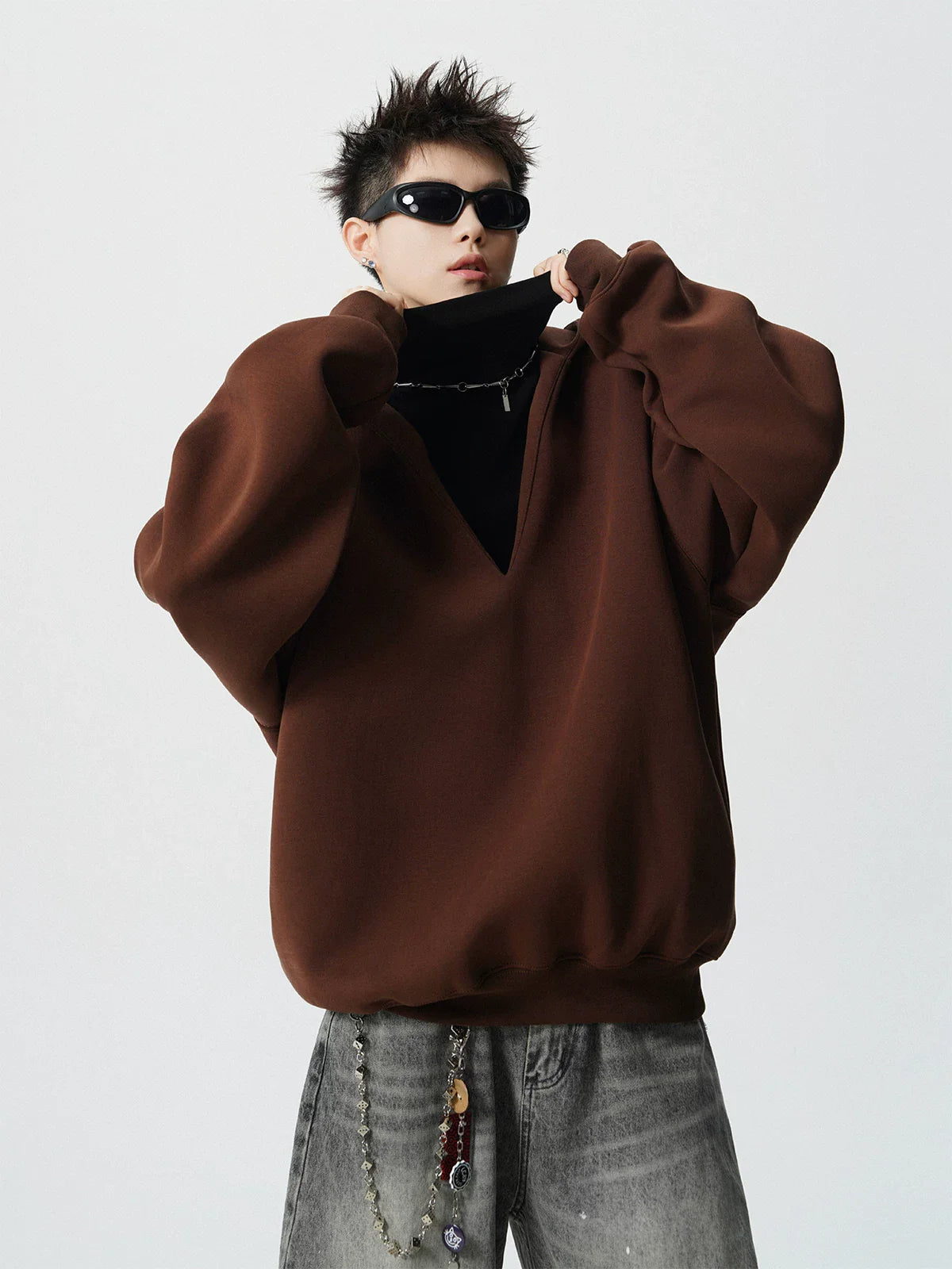 MOCHA CROP OVERSIZED HOODIE