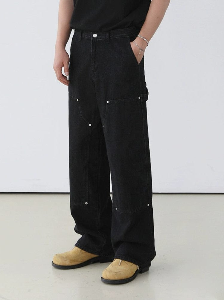 BLACK CARPENTER STRAIGHT PANTS