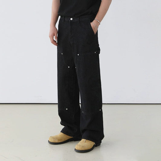 BLACK CARPENTER STRAIGHT PANTS