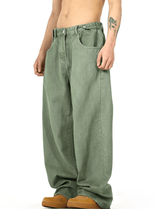 WASHED GREEN WIDE DENIM