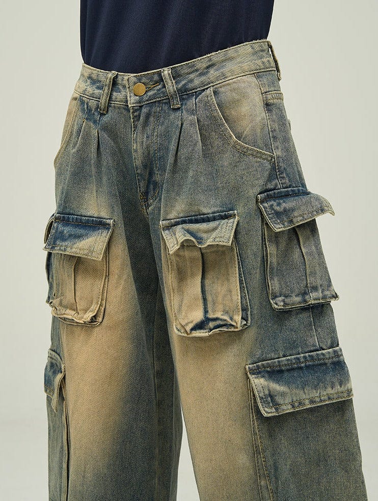 WASHED MULTIPOCKET CARGO DENIM