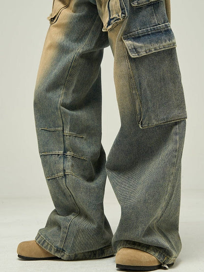 WASHED MULTIPOCKET CARGO DENIM