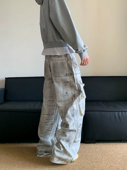 WHITE DENIM CARGO PANTS