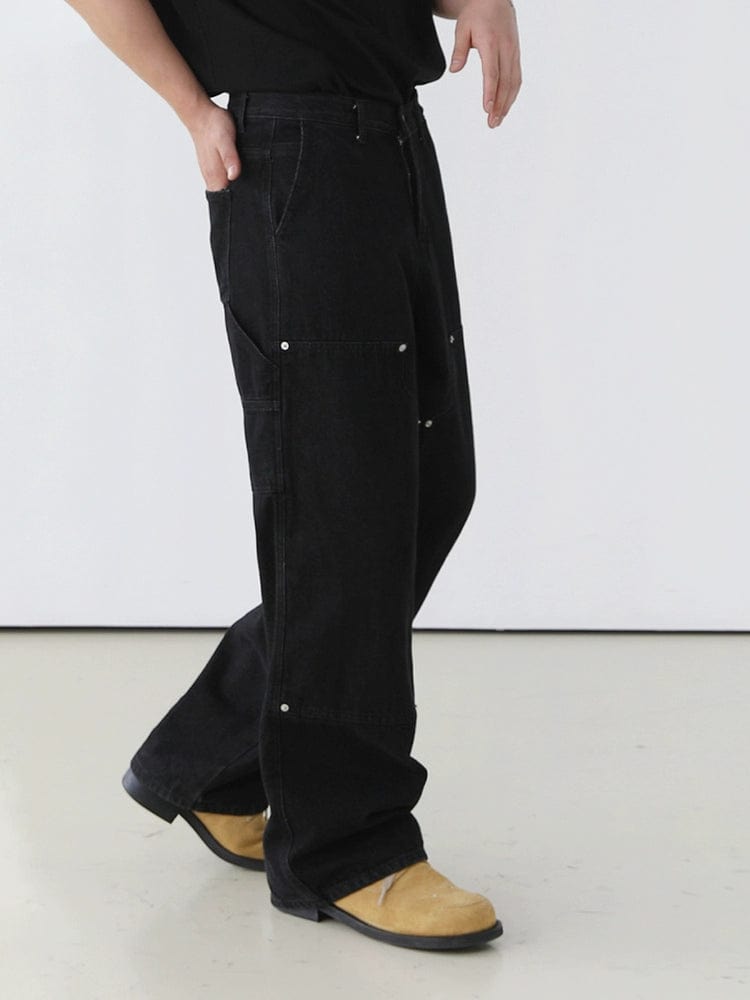 BLACK CARPENTER STRAIGHT PANTS