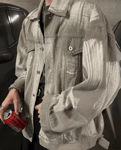 GREY BRUSH DENIM JACKET