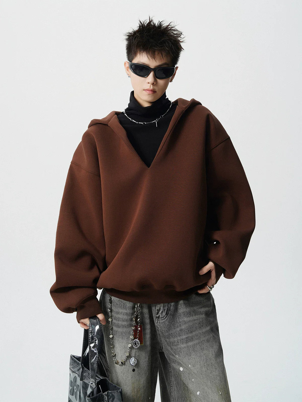 MOCHA CROP OVERSIZED HOODIE