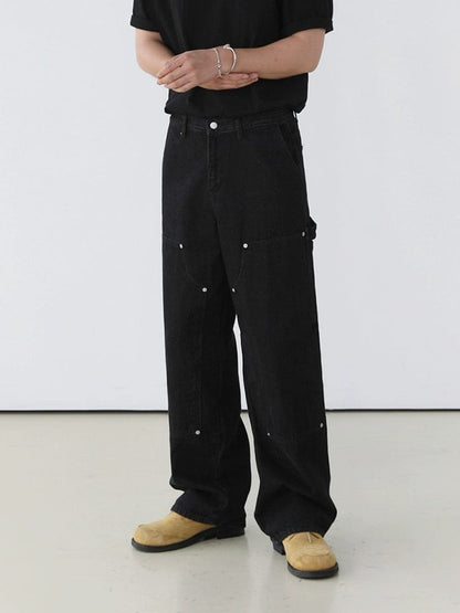 BLACK CARPENTER STRAIGHT PANTS