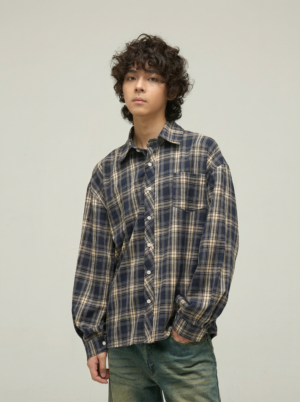 BLUE OVERSIZED SQUARE SHIRT