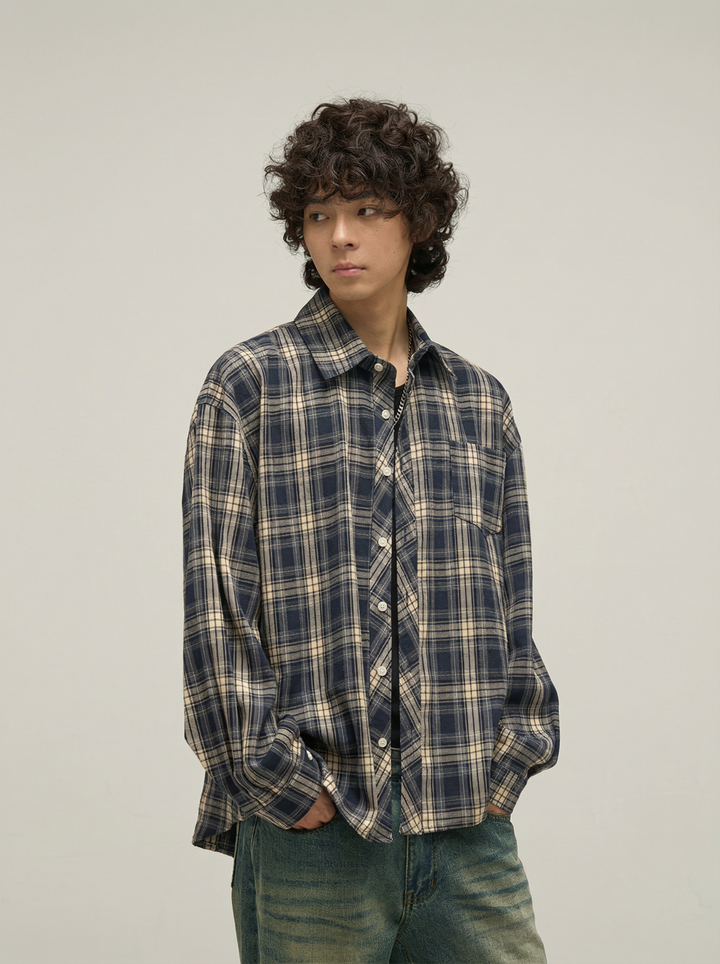 BLUE OVERSIZED SQUARE SHIRT