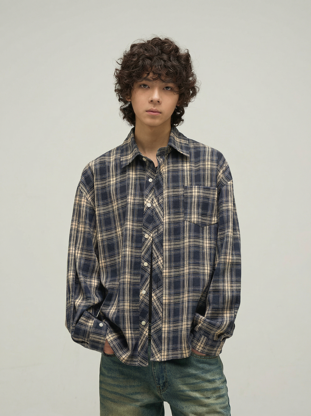 BLUE OVERSIZED SQUARE SHIRT