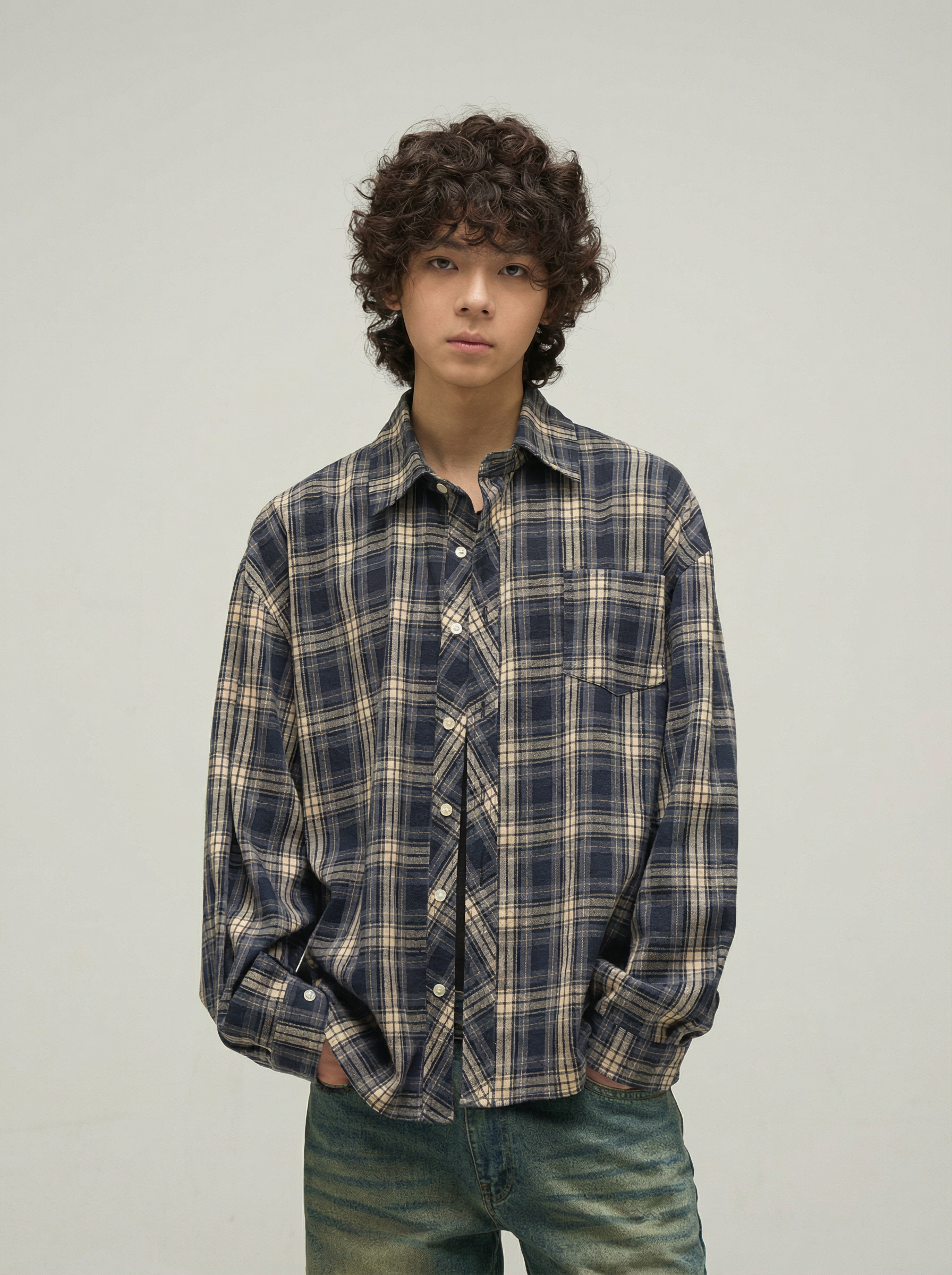 BLUE OVERSIZED SQUARE SHIRT