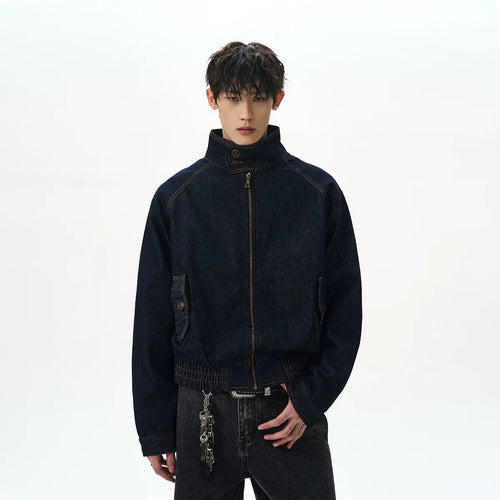 DENIM STAND COLLAR JACKET