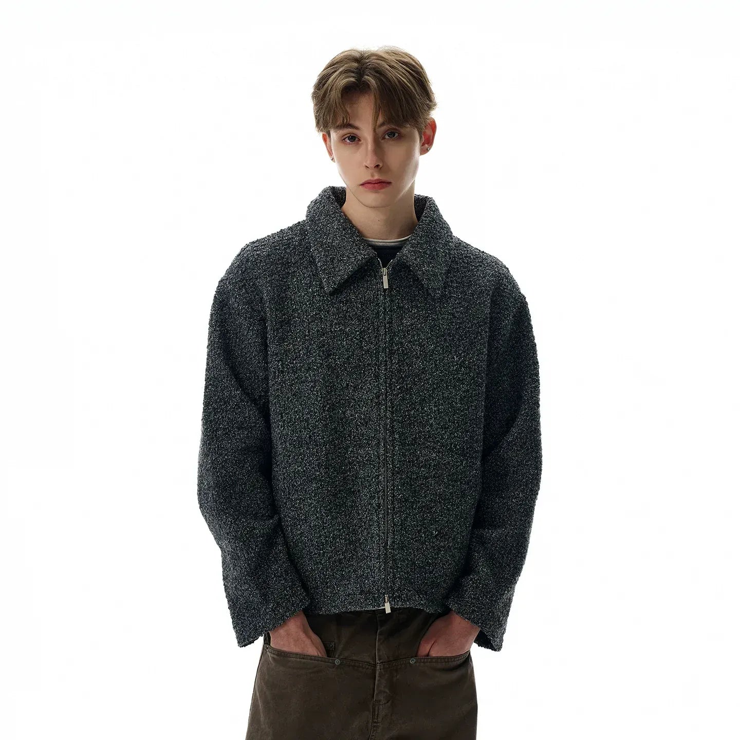 SILHOUETTE TWEED ZIPPER JACKET