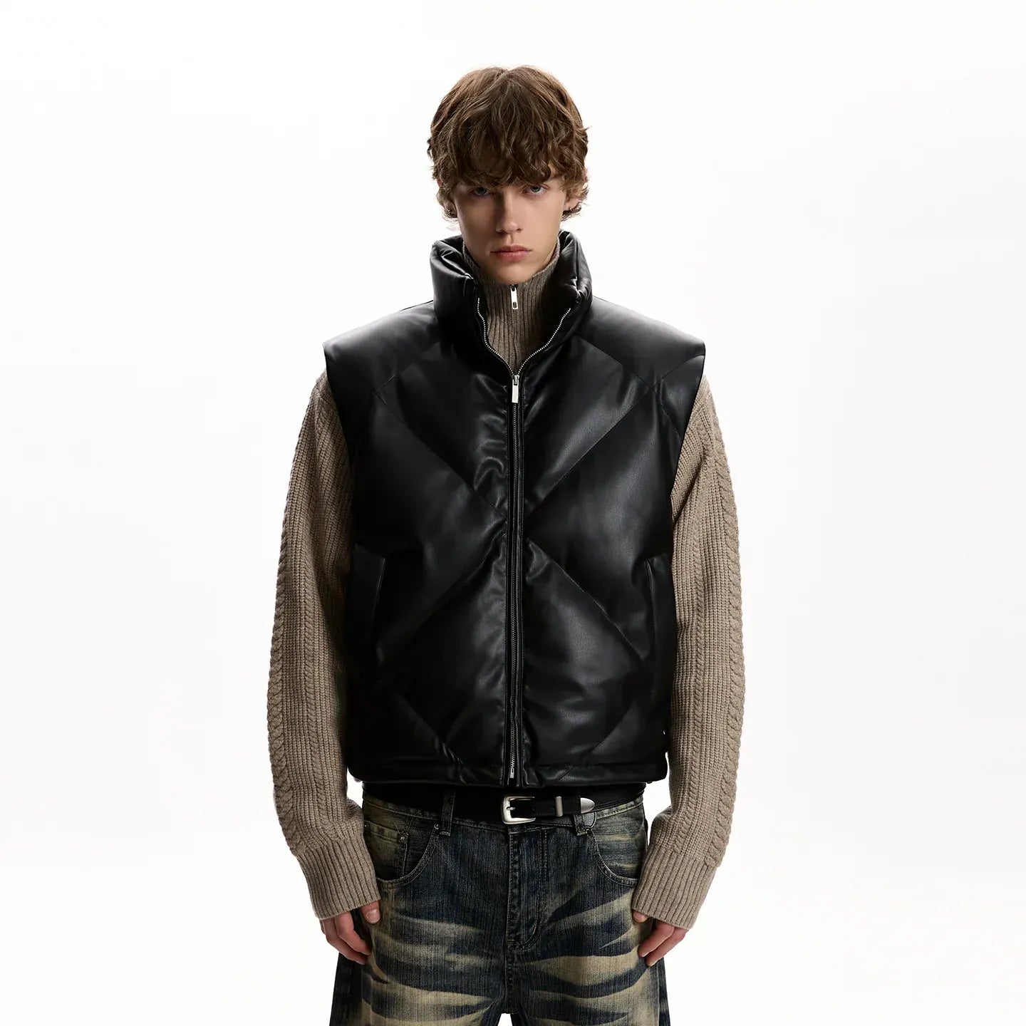 DIAMOND LEATHER VEST JACKET