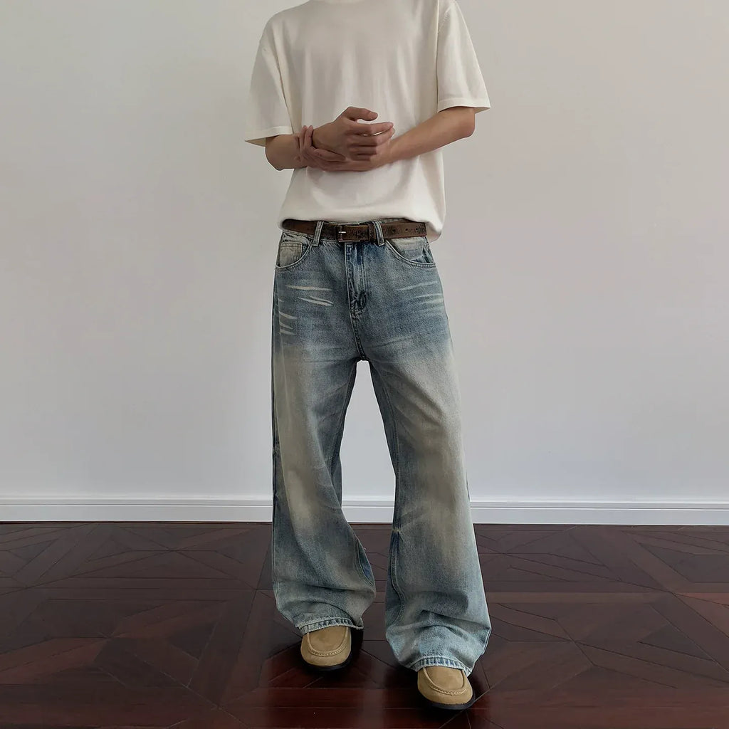 WHISKER WASH DENIM JEANS