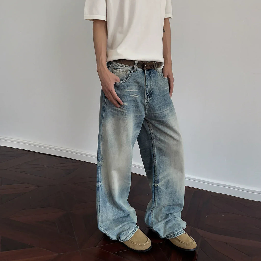 WHISKER WASH DENIM JEANS