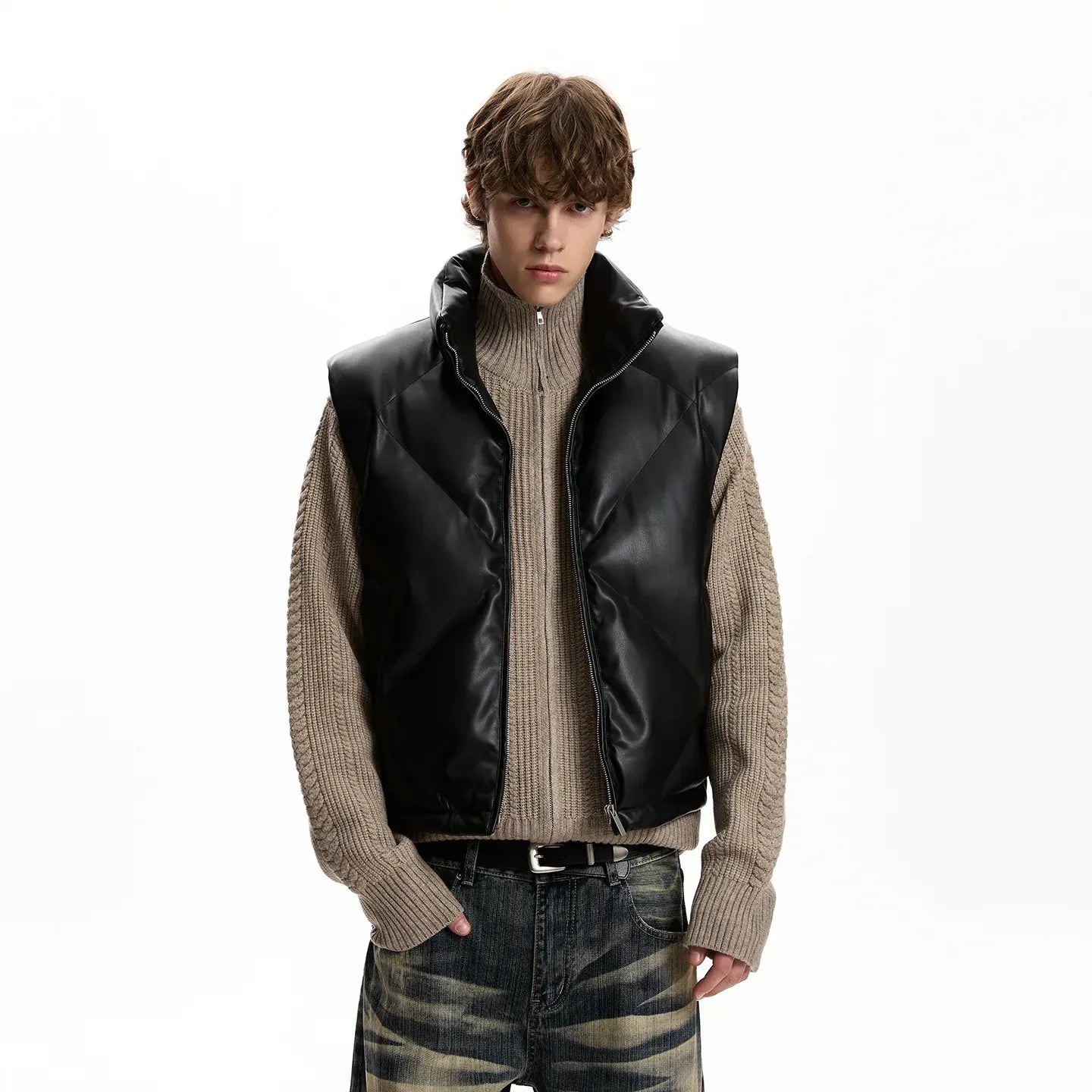 DIAMOND LEATHER VEST JACKET