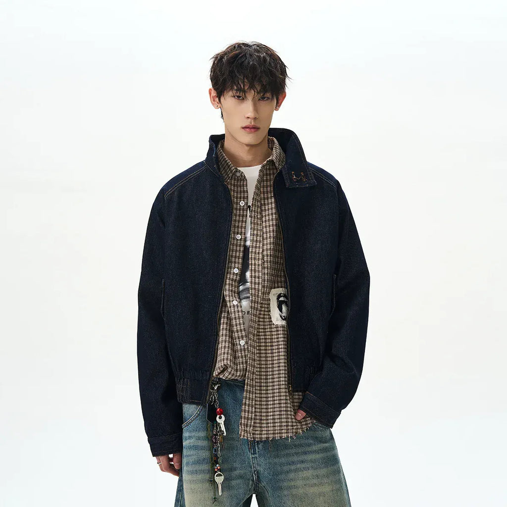DENIM STAND COLLAR JACKET