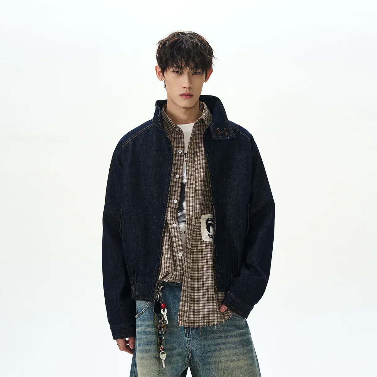 DENIM STAND COLLAR JACKET