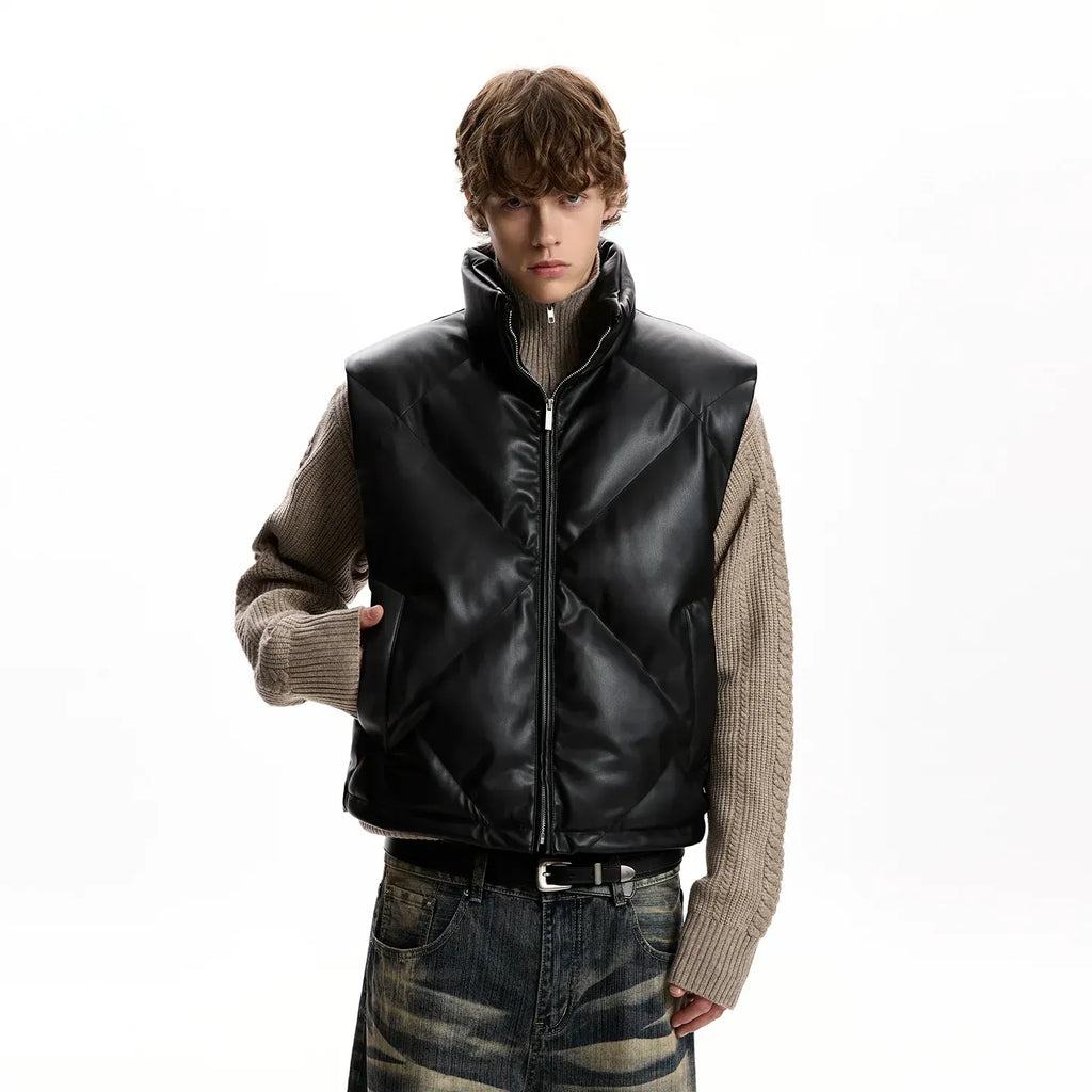 DIAMOND LEATHER VEST JACKET