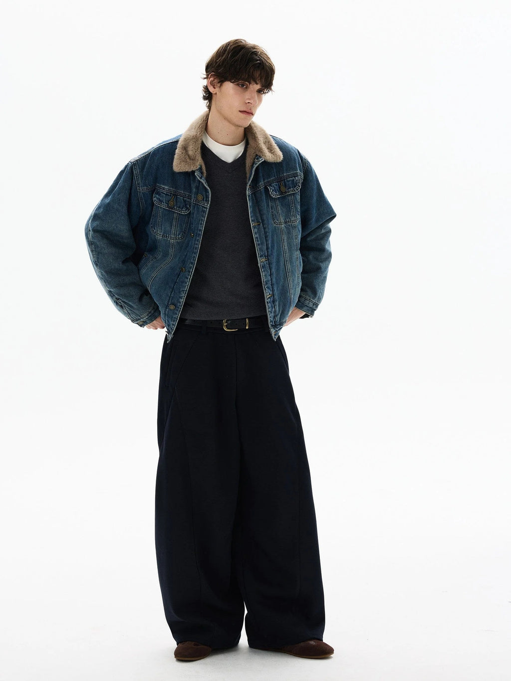 FUR COLLAR DENIM JACKET