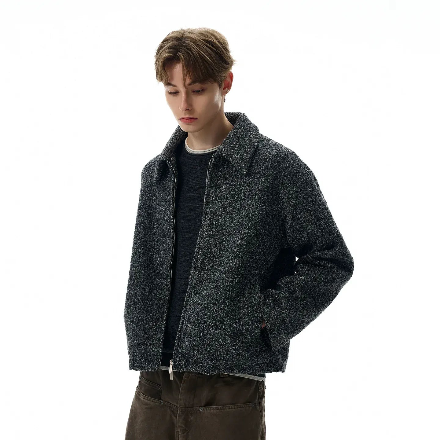 SILHOUETTE TWEED ZIPPER JACKET