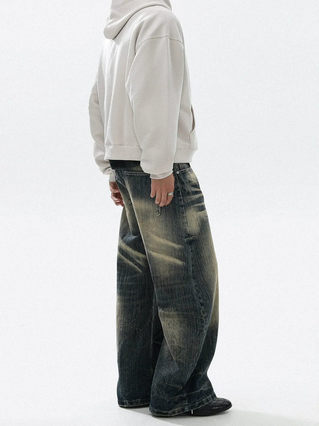 WHISKER WASH DENIM JEANS