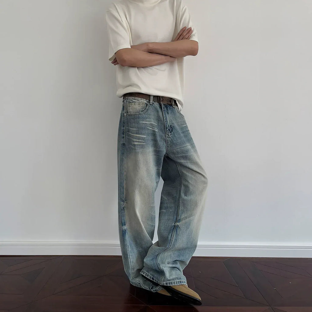 WHISKER WASH DENIM JEANS