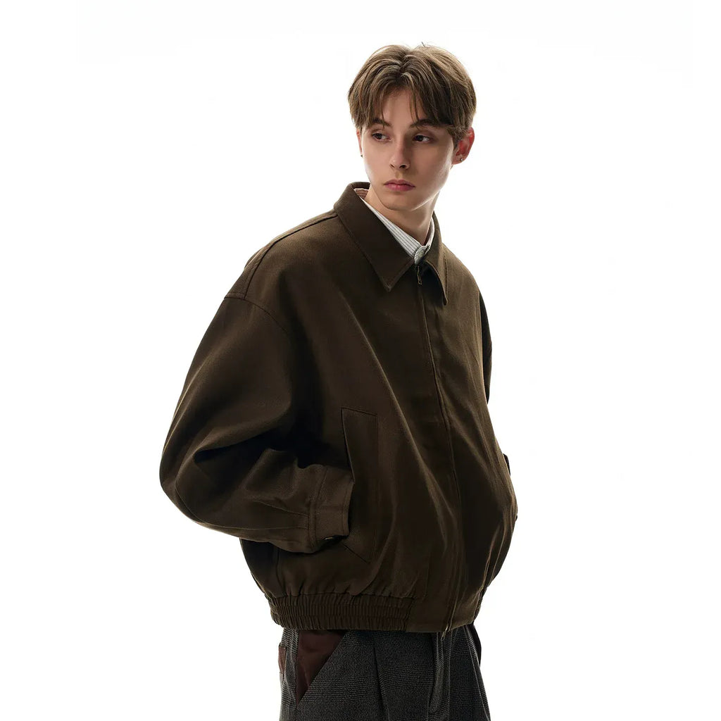 VINTAGE BROWN CROPPED ZIPPER JACKET