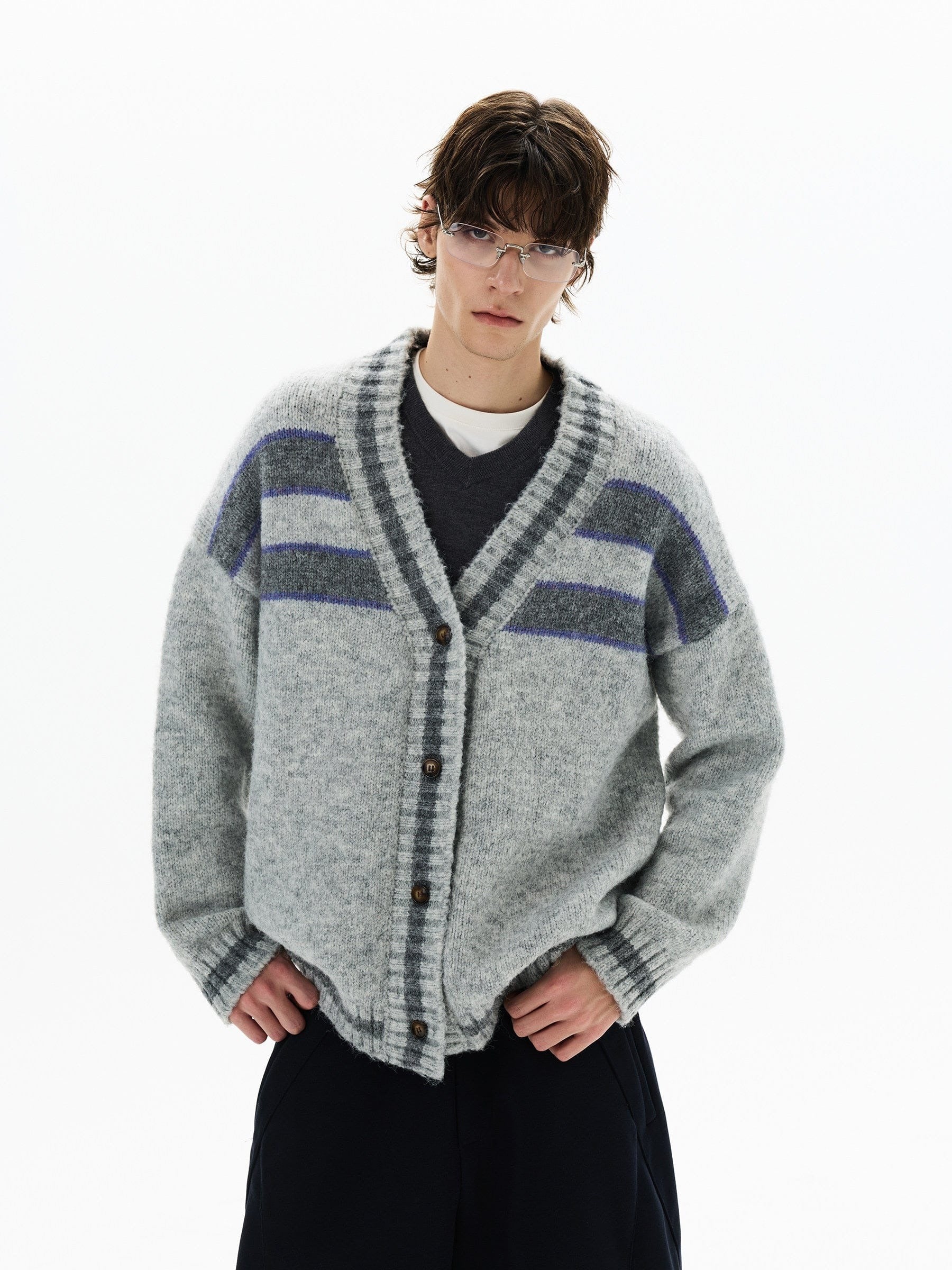 KNITWEAR STRIPED CARDIGAN