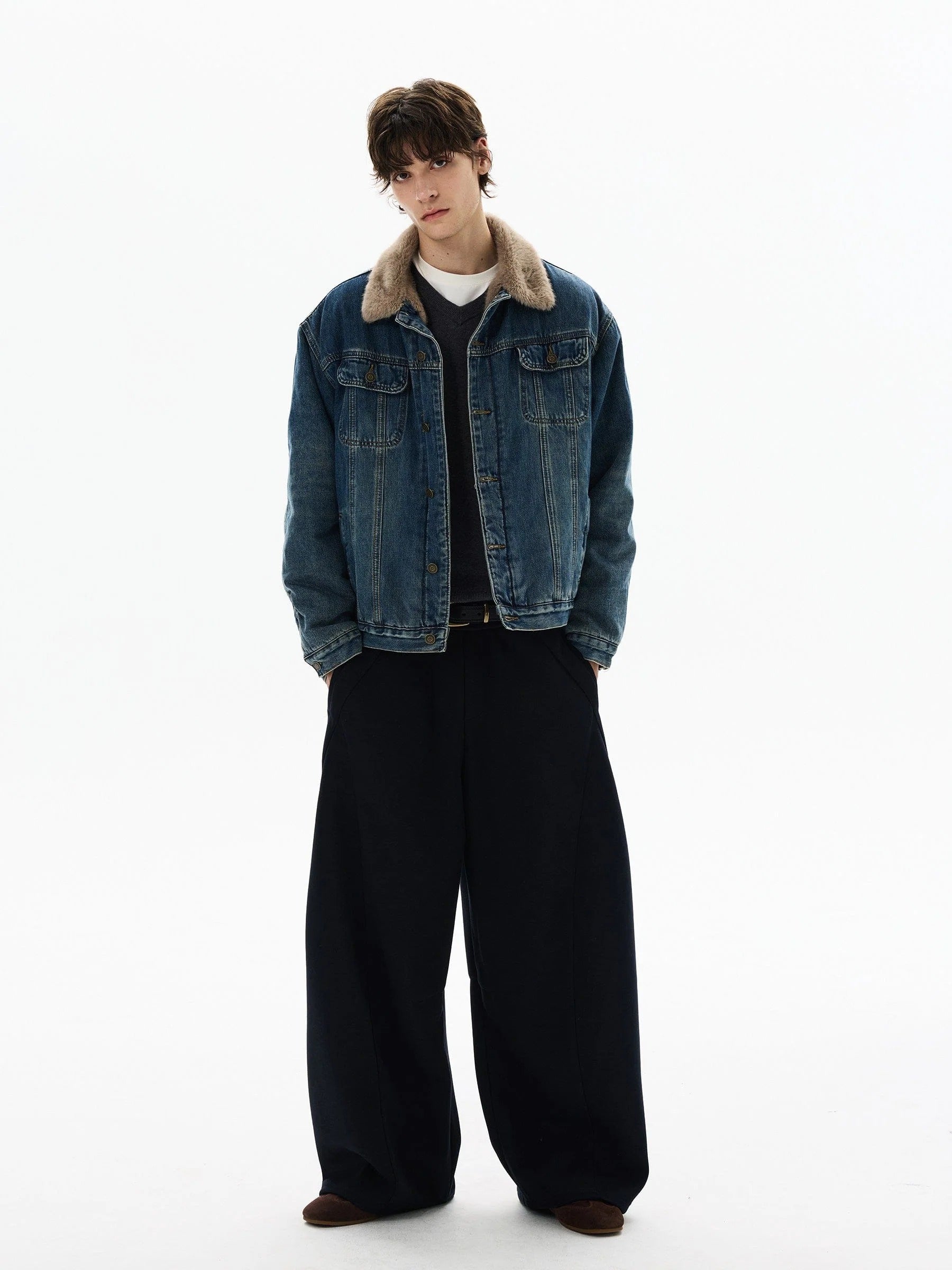 FUR COLLAR DENIM JACKET