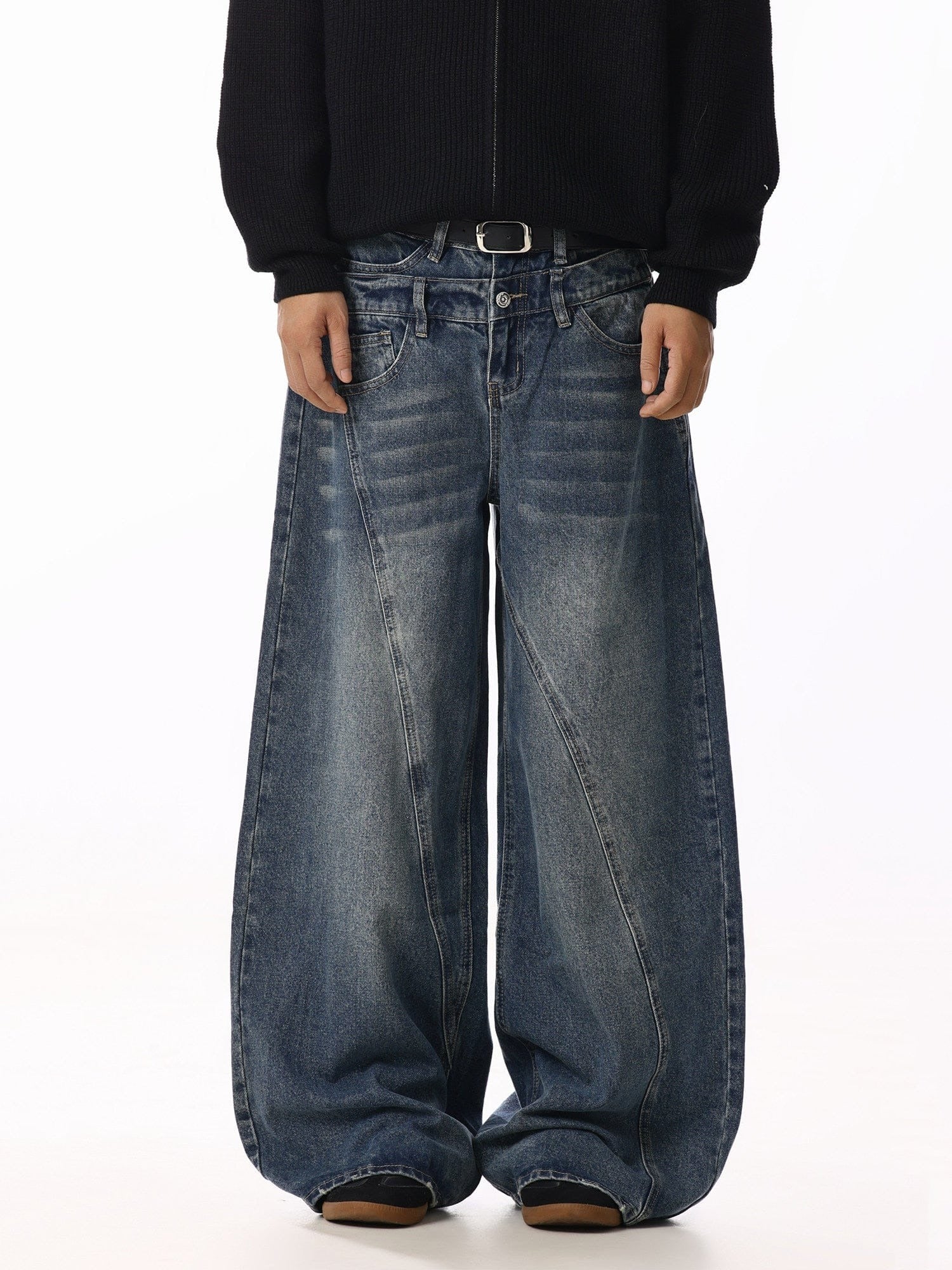 RECONSTRUCTED SCIMITAR WIDE DENIM JEANS