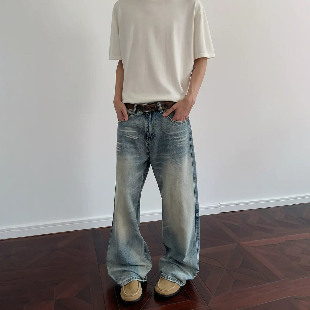 WHISKER WASH DENIM JEANS