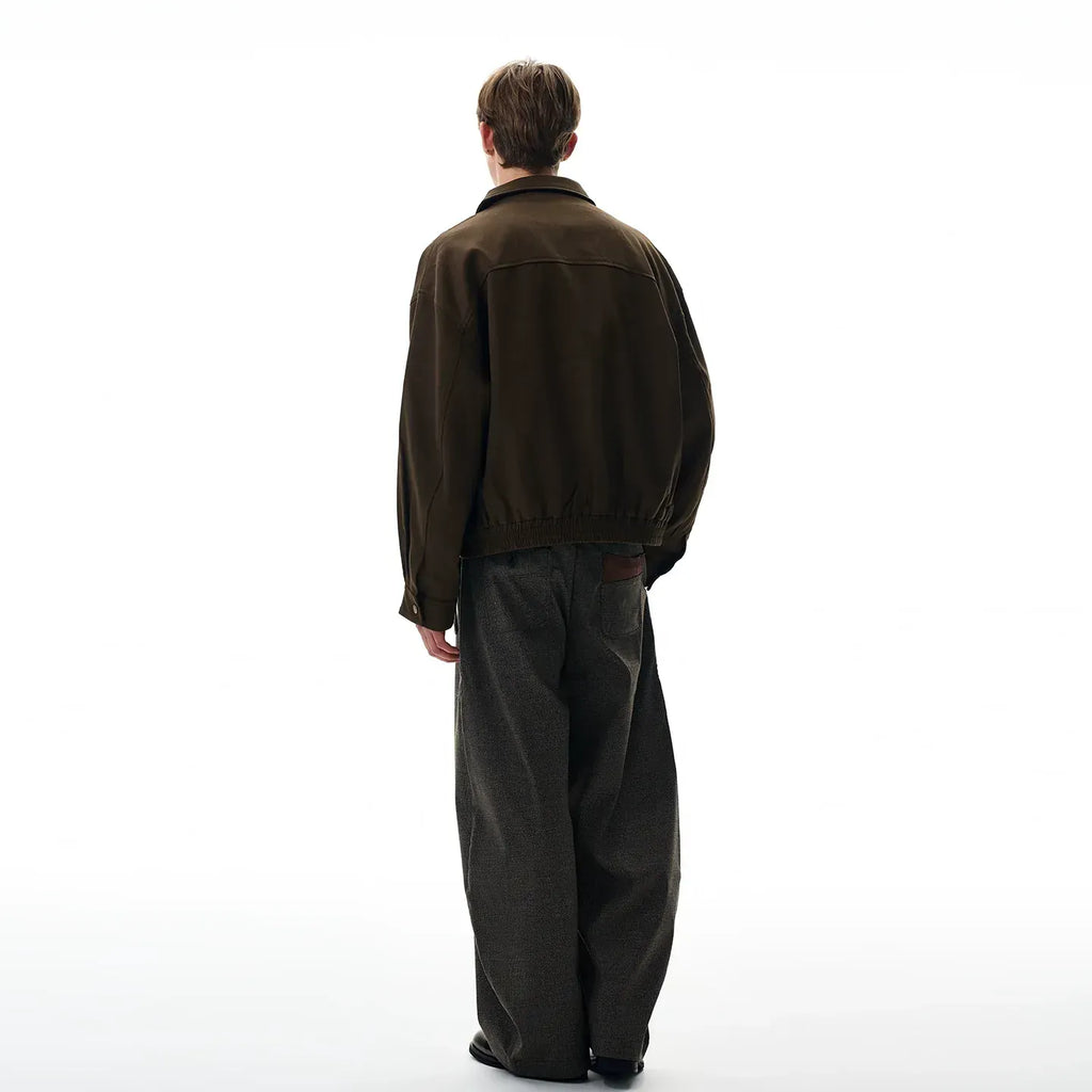 VINTAGE BROWN CROPPED ZIPPER JACKET