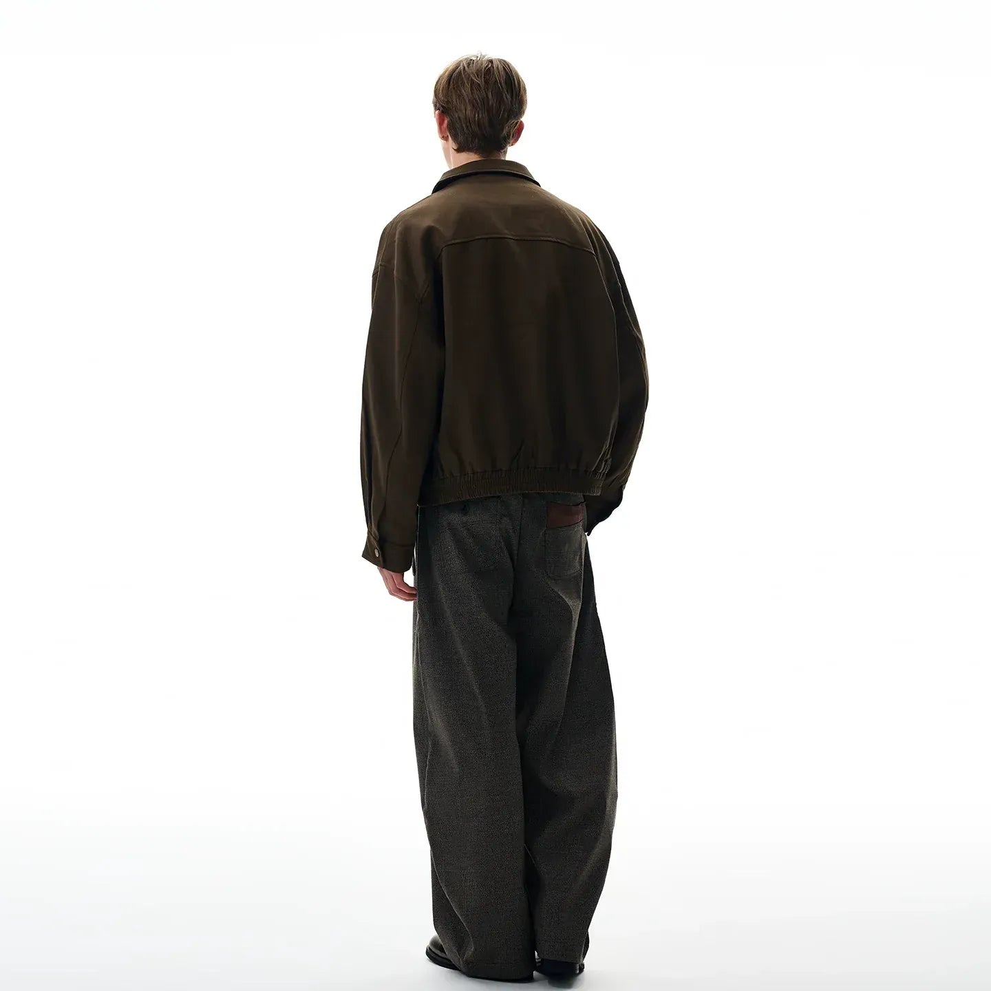 VINTAGE BROWN CROPPED ZIPPER JACKET