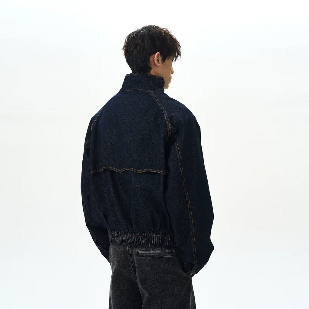 DENIM STAND COLLAR JACKET