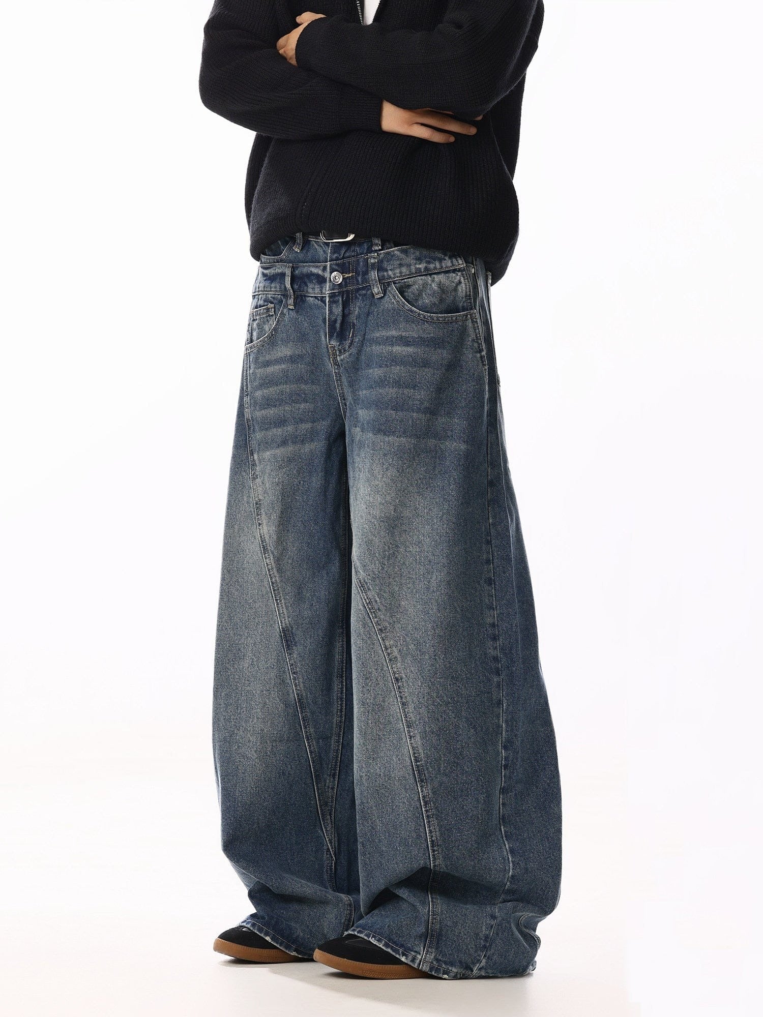 RECONSTRUCTED SCIMITAR WIDE DENIM JEANS