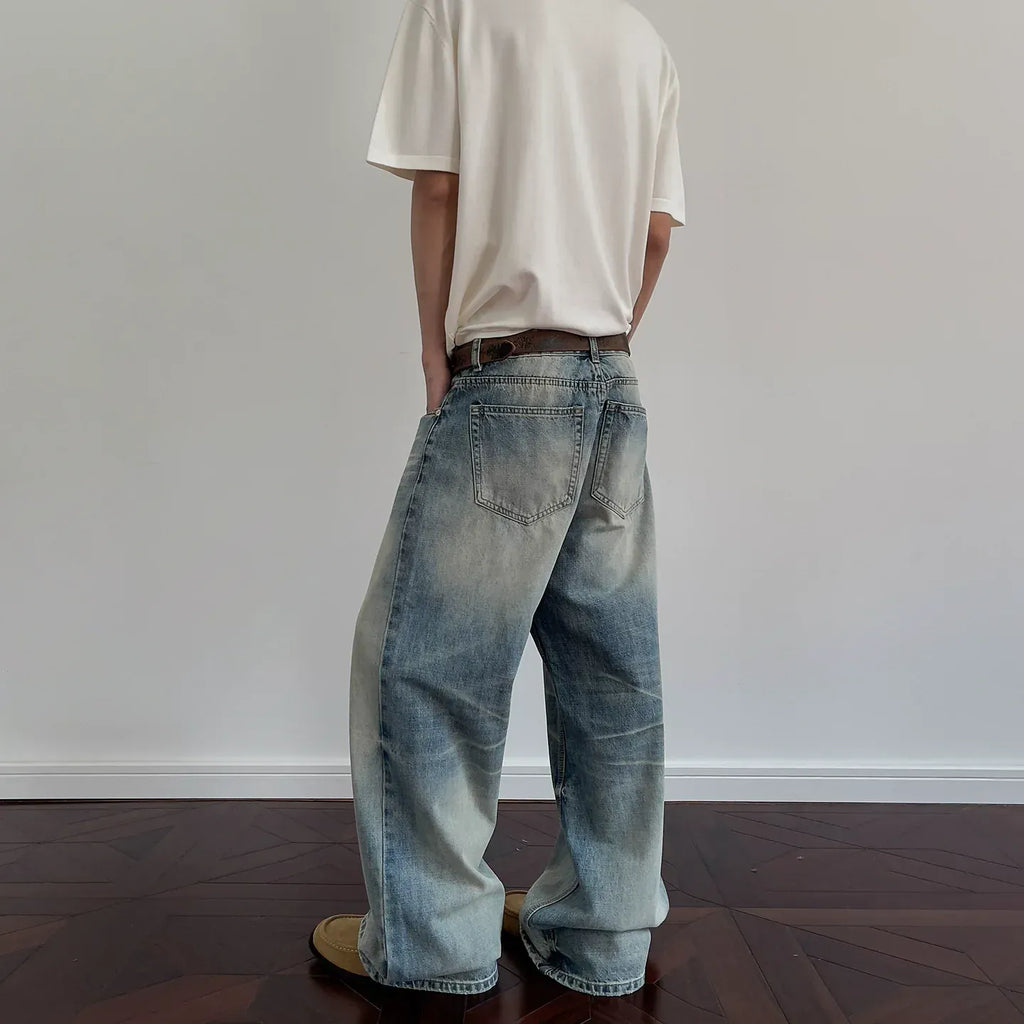 WHISKER WASH DENIM JEANS
