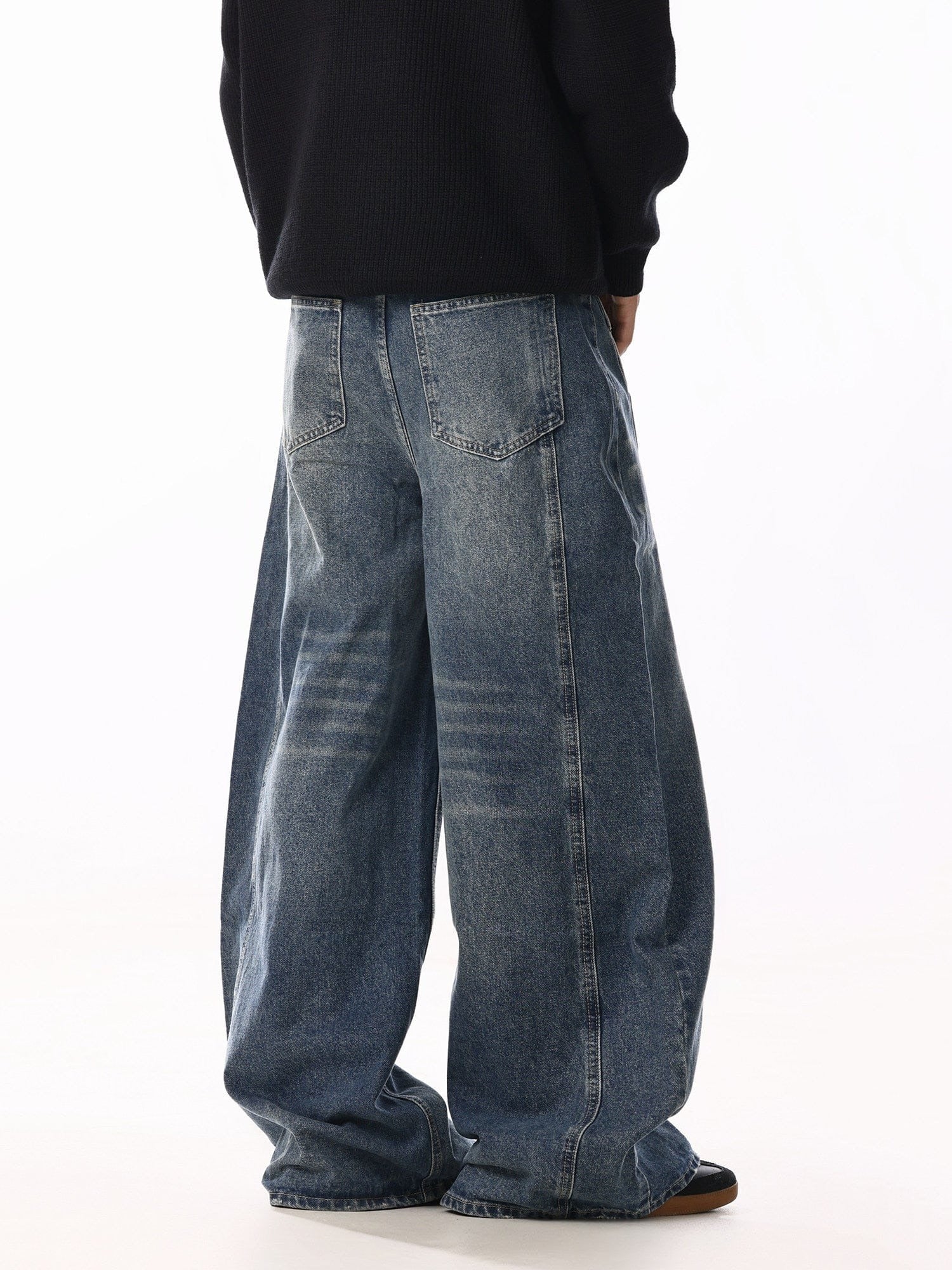 RECONSTRUCTED SCIMITAR WIDE DENIM JEANS