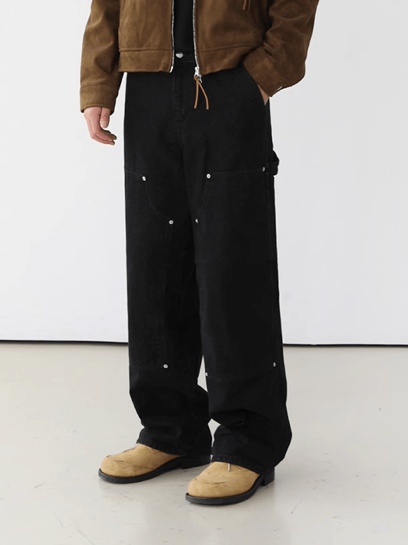BLACK CARPENTER STRAIGHT PANTS